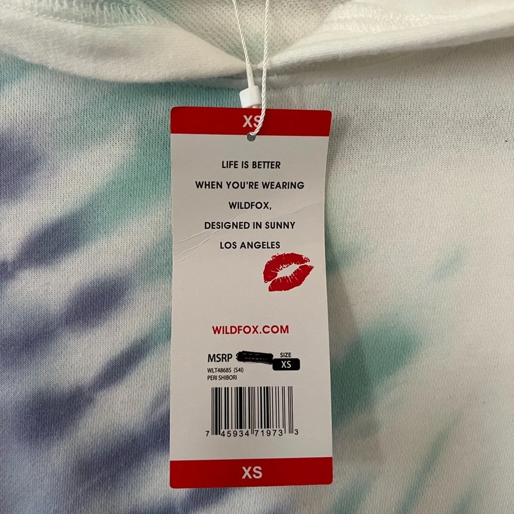 NWT Wildfox Couture Purple & Green Tie-Dye French Terrycloth Hoodie Sweatshirt - Picture 6 of 9